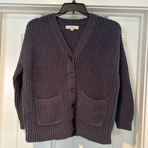 LOFT Women's Blue/Grey Knit Cardigan